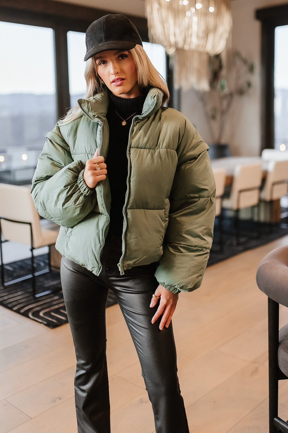 Brand New Fashion Nova Keep It Real Puffer Jacket | Olive green puffer  jacket outfit, Green puffer jacket, Fashion