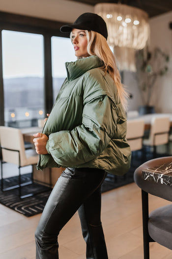 puffer coat in green