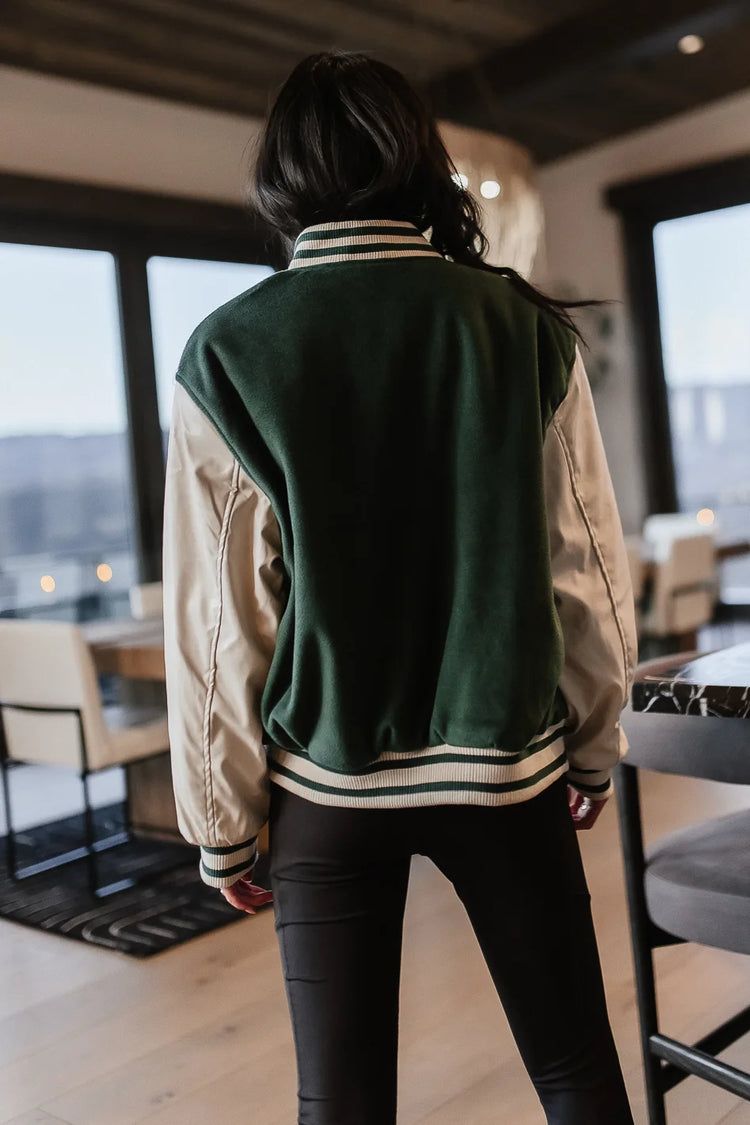 cream and emerald long sleeve jacket