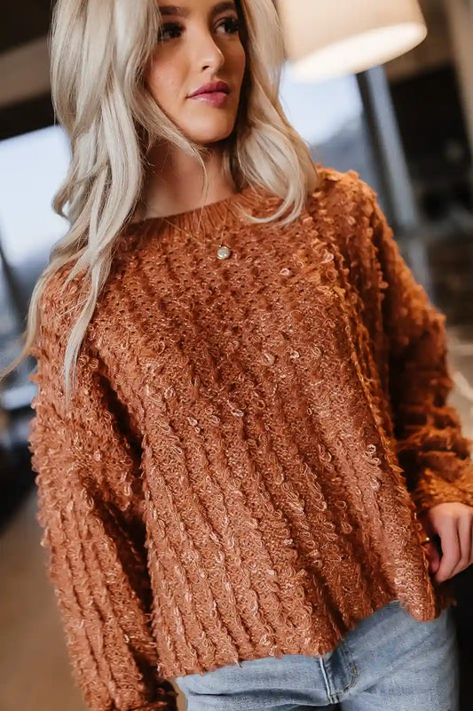 brown fuzzy sweater