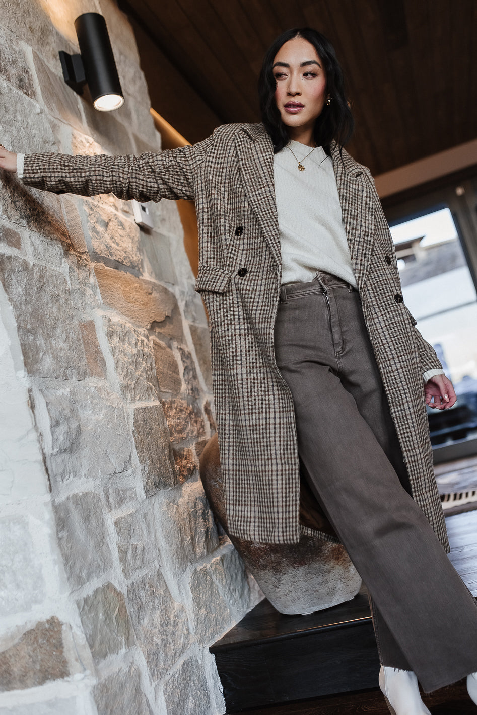 plaid trench coat