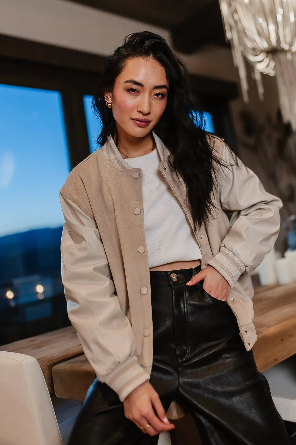 mocha varsity jacket 