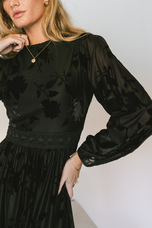 black velvet detail dress
