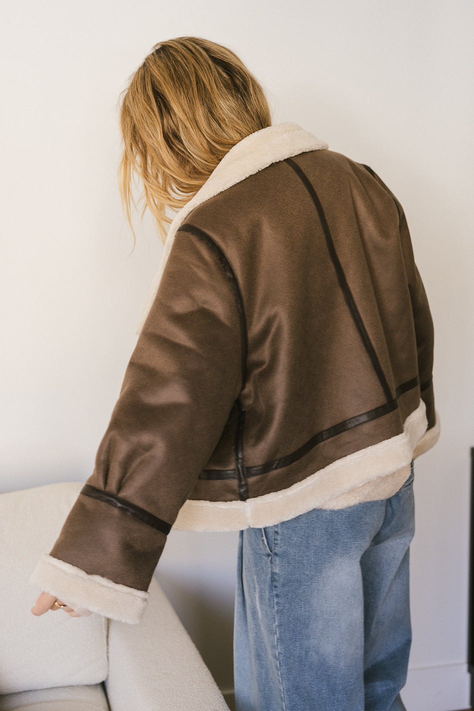 sherpa detail moto jacket