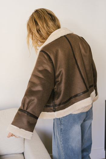 sherpa detail moto jacket