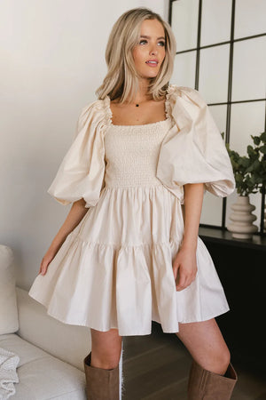 Litzy Mini Dress in Beige - FINAL SALE