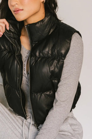 Elise Puffer Vest in Black - FINAL SALE