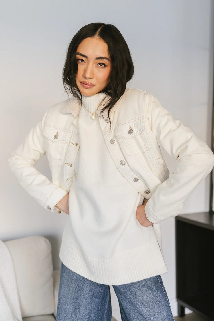 white denim jacket with sherpa lining