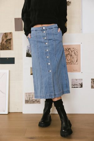 Kaylee Button Denim Skirt