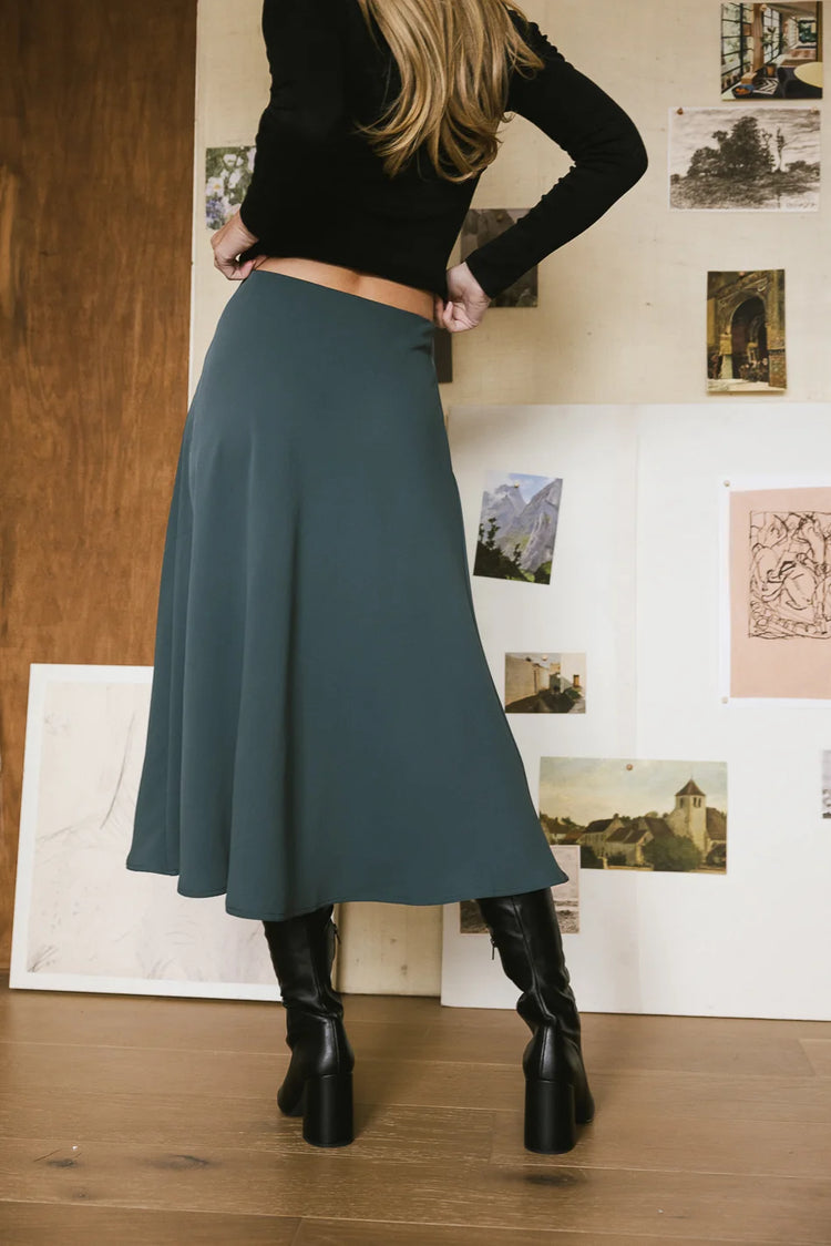 elastic waist teal skirt 