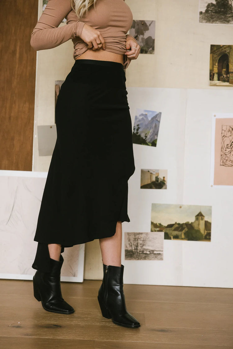 dressy black midi skirt