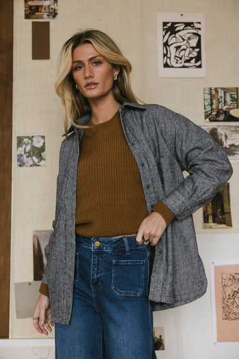 Long sleeves shacket in grey