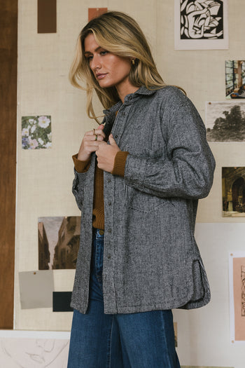 Button up shacket in grey
