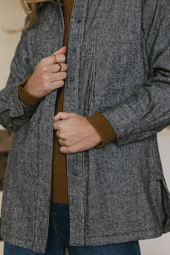 plaid jacket with buttons in grey