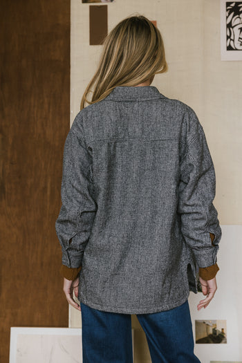 Woven shacket in grey