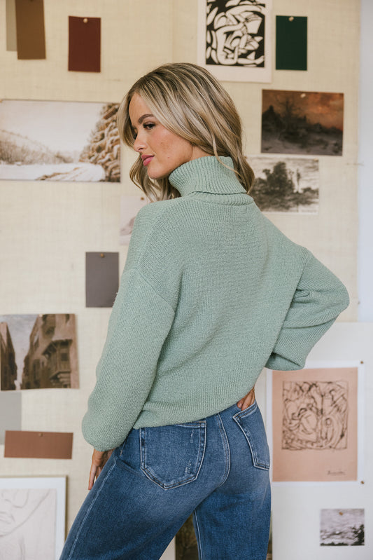 turtle neck sweater in sage green