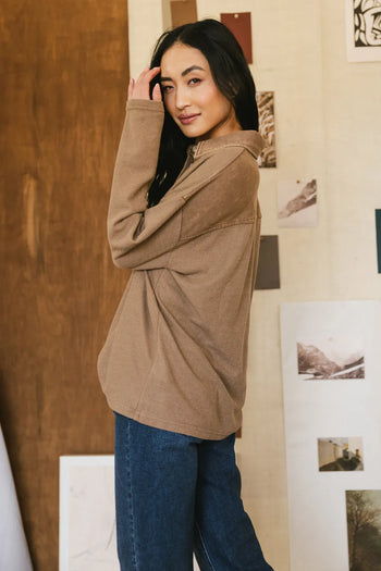 long sleeve top in mocha