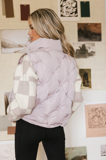 lavender puffer vest