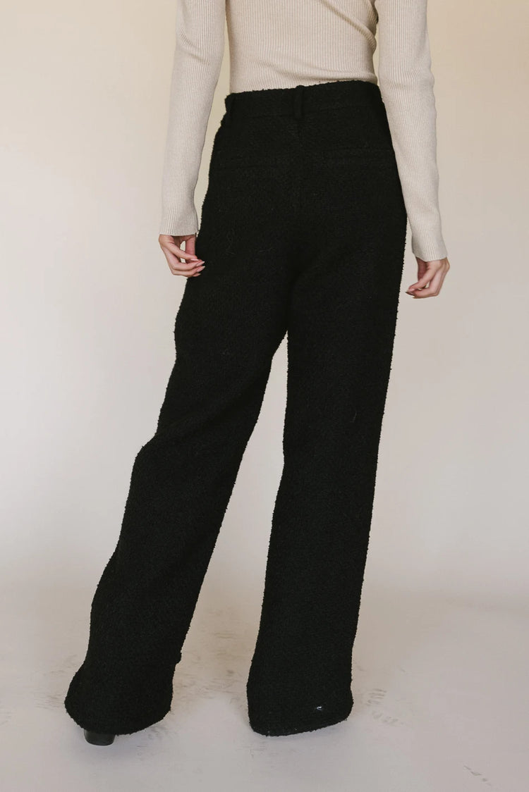 Non stretchy textured pants in black 