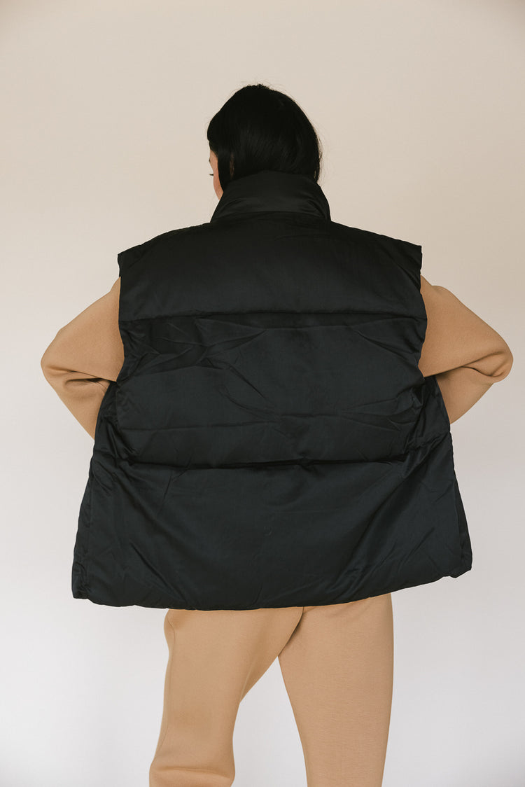 oversized black puffer vest