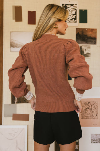 ribbed knit brown sweater 