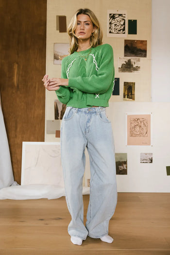 long sleeve sweater in green 