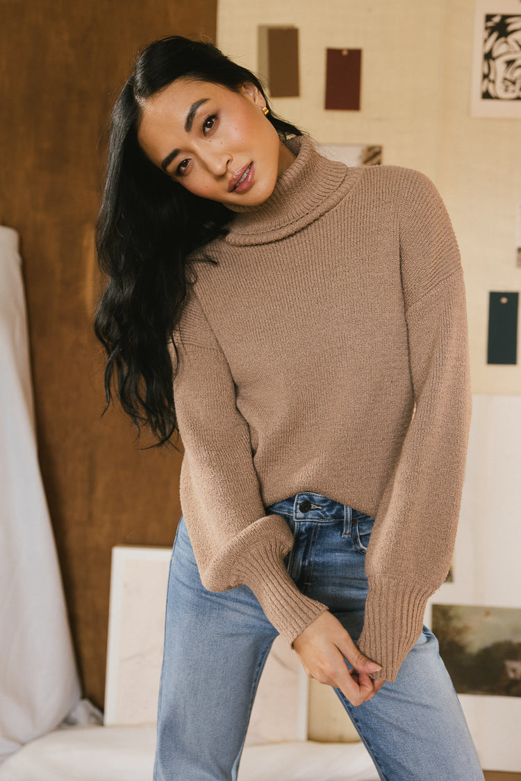 turtleneck sweater in brown