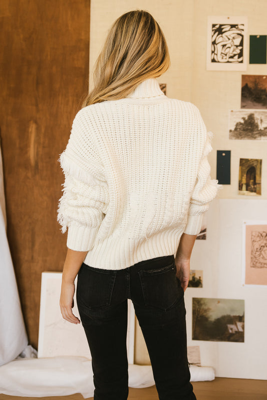 turtleneck knit sweater in beige