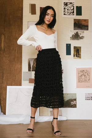 Open Cage Knit Skirt in Black - FINAL SALE