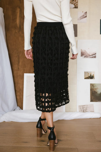Midi open cage skirt in black 
