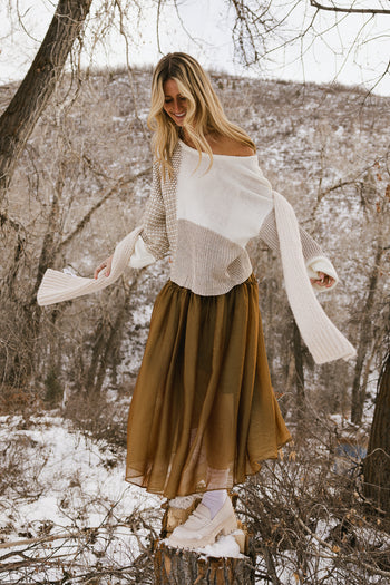 tulle skirt in olive