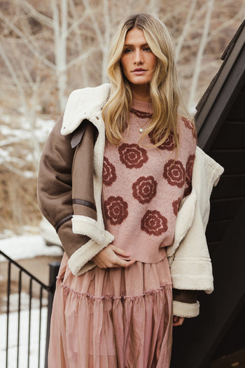 brown cropped sherpa coat