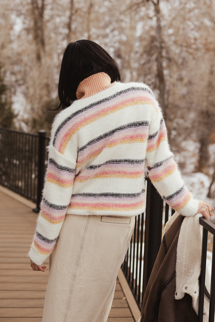 fuzzy striped sweater