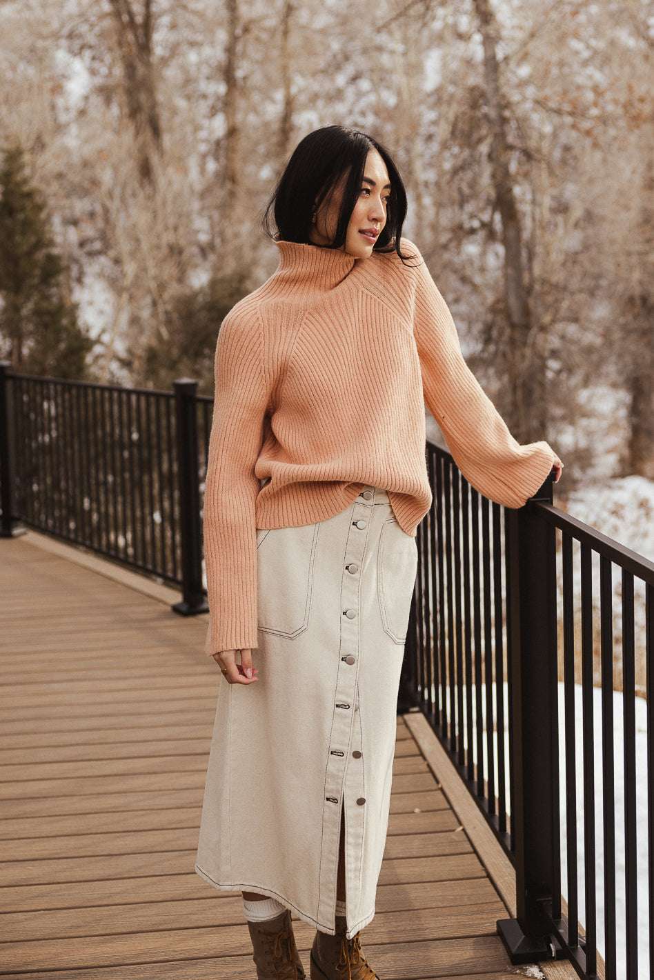 ribbed sweater in orange