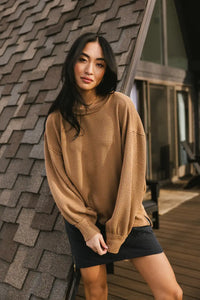 Delaney Ribbed Knit Top in Brown
