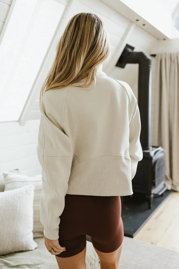 bone pullover with ribbed trim