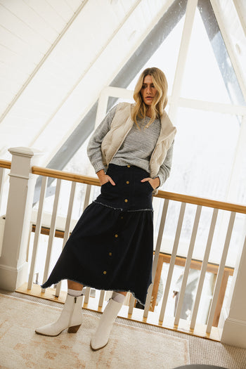 blue long sleeve sweater