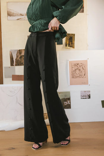 High rise wide leg pants in black 