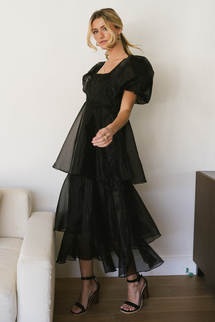 Tiered maxi dress in black