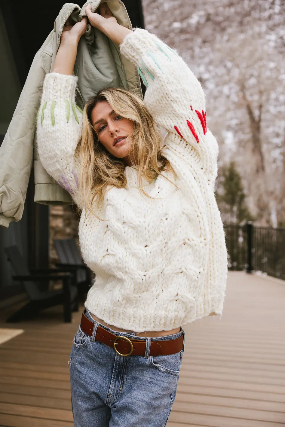 Long sleeves sweater in cream 