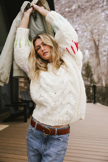 Long sleeves sweater in cream 