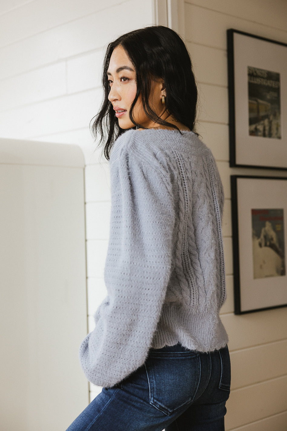 Dakota Cable Knit Sweater In Blue - FINAL SALE | Böhme