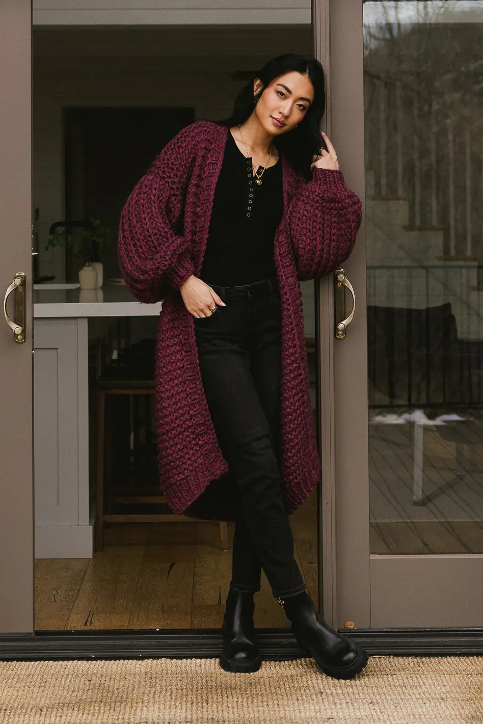 Long cardigan in purple