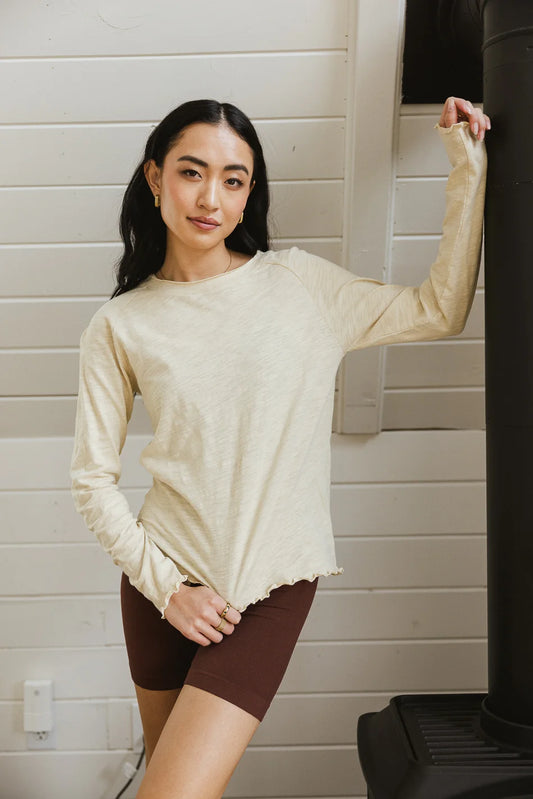 Round neck top in oatmeal