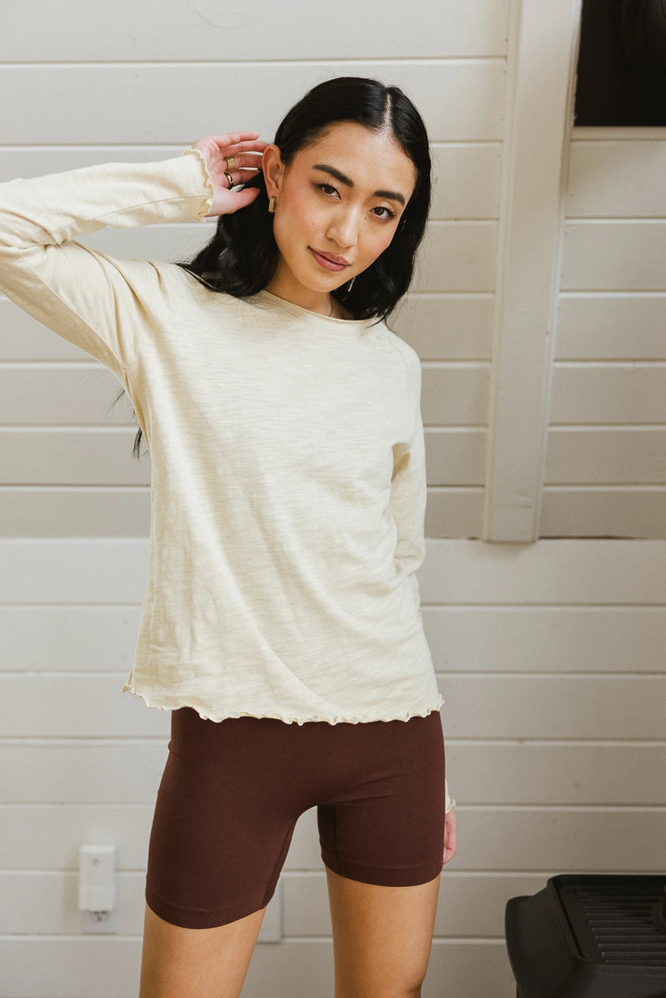 Long sleeves knit top in oatmeal 