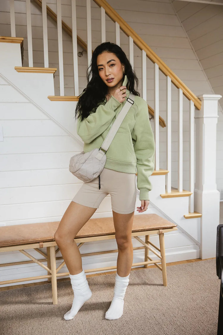 Front pocket sweater in sage 