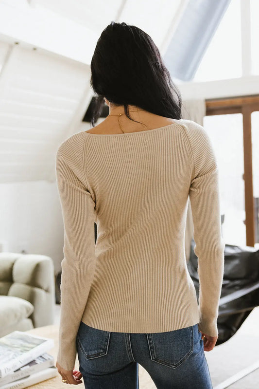 Ribbed sweater in oatmeal 