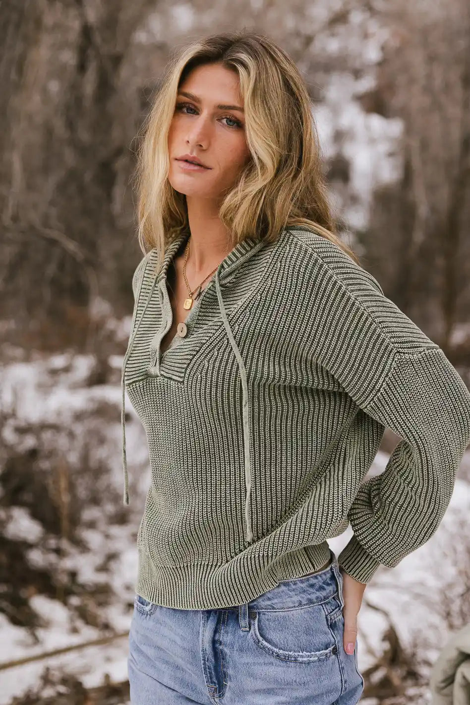 Hooded henley sweater hotsell