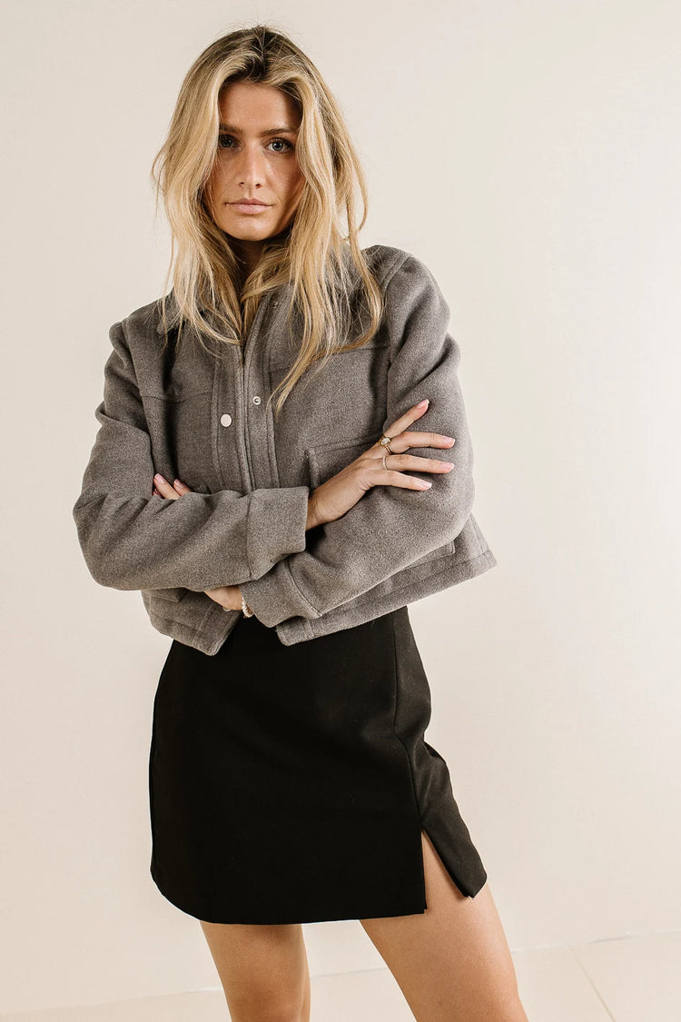 Cozy wool blend jacket in grey 