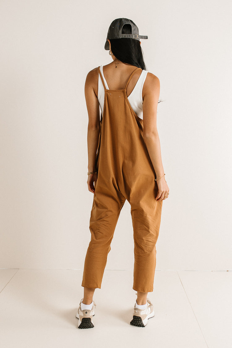sleeveless onesie in brown